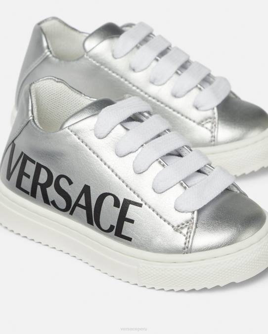 Versace zapato niños zapatillas metalizadas con logo para bebé 6BPV1875 imprimir
