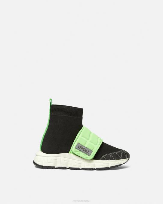 Versace zapato niños zapatillas upcycled trigreca 6BPV2053 menta y negro