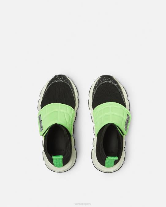 Versace zapato niños zapatillas upcycled trigreca 6BPV2053 menta y negro